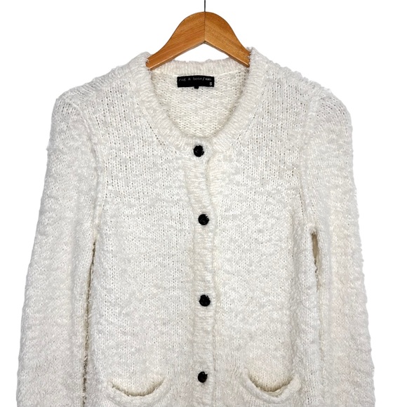 Rag & Bone Knit Womens Christina Textured Cardigan Sz Small Ivory Button Up - Picture 3 of 6